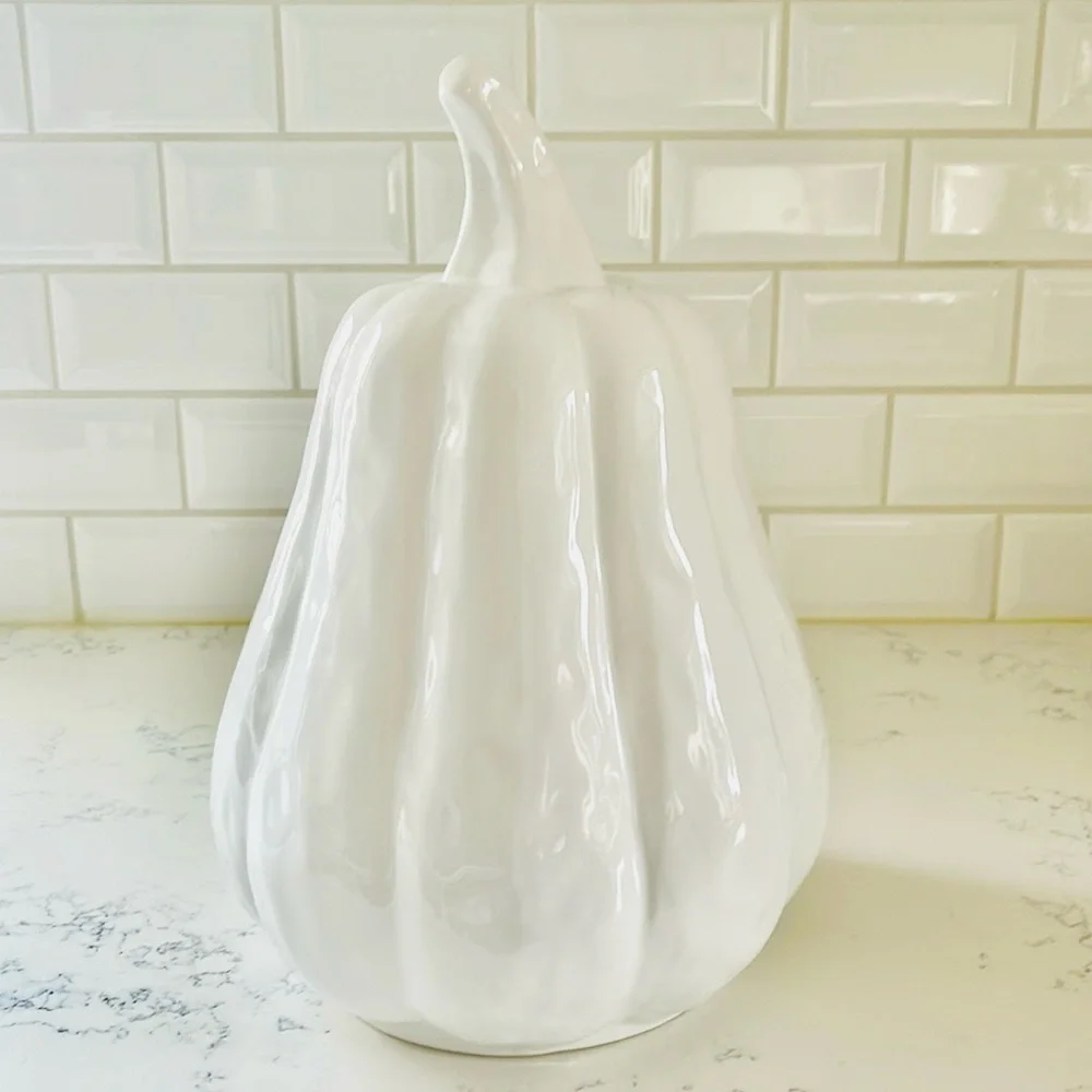 Crate&Barrel XLarge White Ceramic Gourd